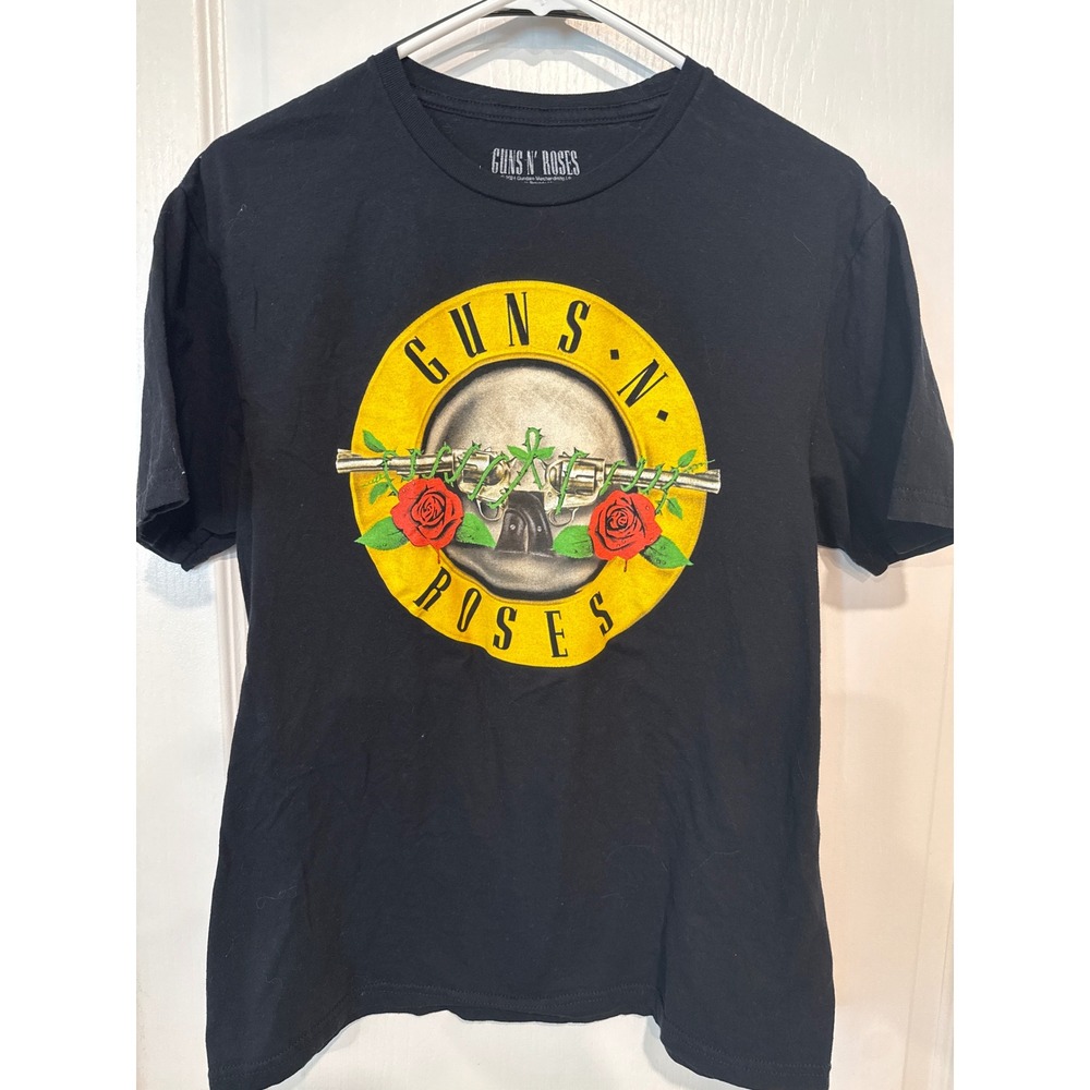 Guns N Roses Skull & Roses Graphic T-Shirt Mens Medium Black Cotton Band T 2024